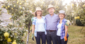 A family of three apple picking - Advivo Blog image
